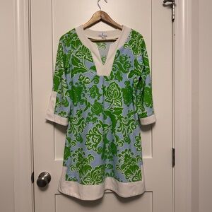 Jude Connally Green and Blue Floral Dress M